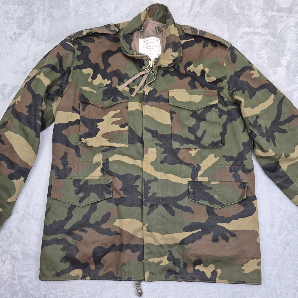 Duck Bay Cold Insultated Woodland Camo M-65 Field Jacket Camo Mens M RN 42000